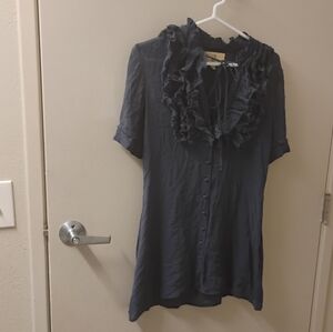 Project Alabama Women's Silk Ruffled Front Tie Tunic Blouse Sz 2